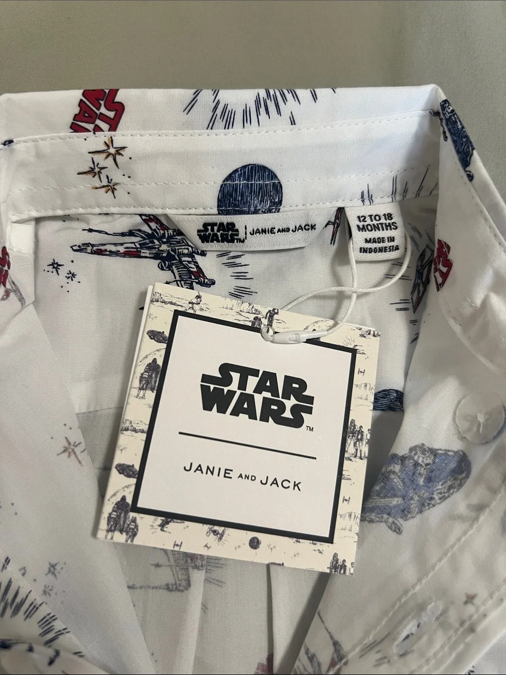 Janie and Jack x Star Wars Print Button-Up Icon Shirt - NWT - Size 12-18 Months